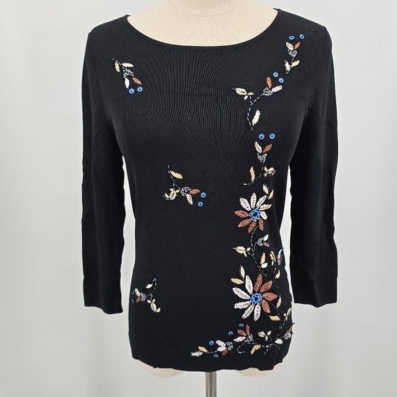 Share Vintage Lucia Burns Beaded Embroidered Stretch Top Women's Small T themadc - Picture 2 of 6